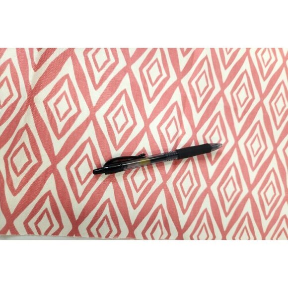 Mid-Century Modern Geometric Diamond Pattern Fabric Coral & White 45x11 inch - Picture 5 of 5